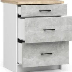 SZAFKA KUCHENNA OLIWIA S 60cm 3S BIAŁA-BETON