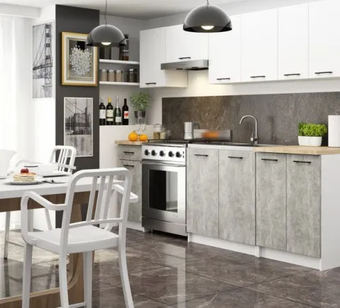SZAFKA KUCHENNA POD ZLEWOZMYWAK OLIWIA S 80cm BIAŁA-BETON