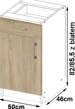 SZAFKA KUCHENNA S50 D1SZ1 Z BLATEM LIMA
