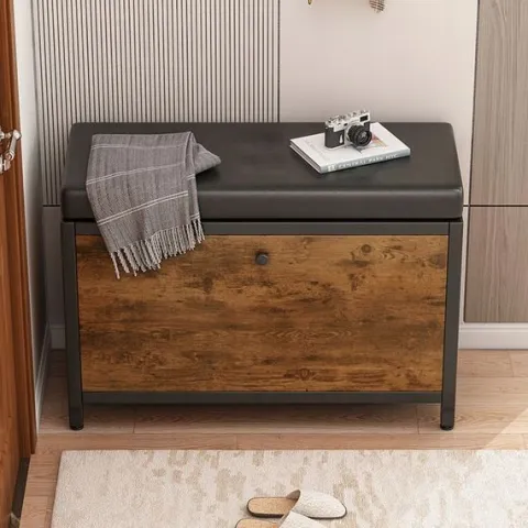 Szafka schowek na buty z siedziskiem pojemna półka otwierana drewno retro