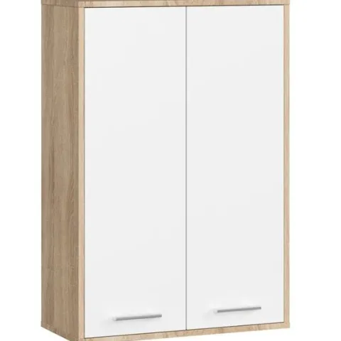 Szafka wisząca łazienkowa FIN 64 cm 2 drzwi 4 półki pojemna - sonoma biała