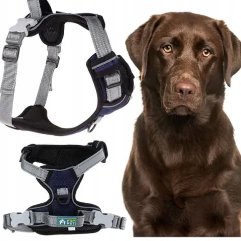 SZELKI dla psa bezuciskowe z rączką typu GUARD XL GRANATOWY