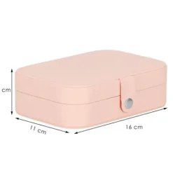 Szkatułka na biżuterię ekoskóra 16x11x5 cm różowy organizer z przegródkami