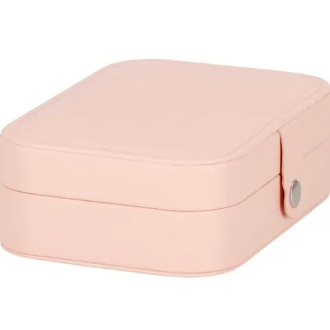 Szkatułka na biżuterię ekoskóra 16x11x5 cm różowy organizer z przegródkami