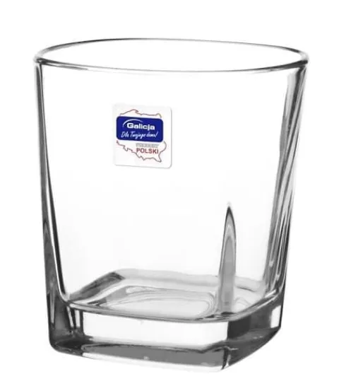 Szklanka do whisky drinków 250 ml kwadratowa bezbarwna komplet 6 sztuk