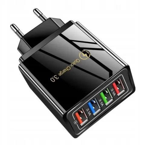 SZYBKA ŁADOWARKA SIECIOWA 4xUSB QUICK CHARGE 3.0 ZASILACZ 3100 mA 4XUSB
