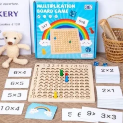 TABLICZKA MNOŻENIA GRA DREWNIANA MONTESSORI DZIECI GRA EDUKACYJNA LOGICZNA