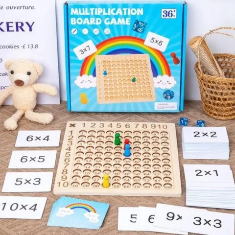 TABLICZKA MNOŻENIA GRA DREWNIANA MONTESSORI DZIECI GRA EDUKACYJNA LOGICZNA