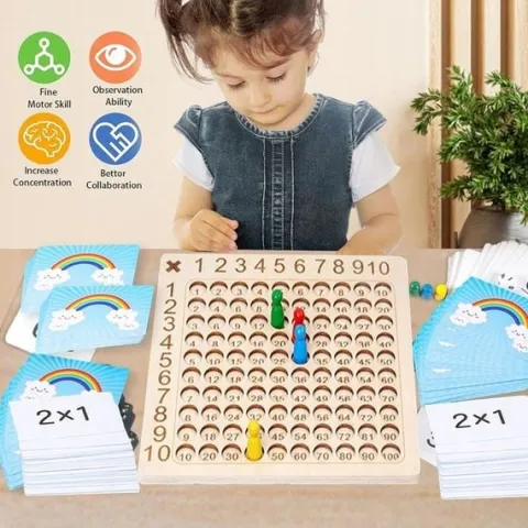 TABLICZKA MNOŻENIA GRA DREWNIANA MONTESSORI DZIECI GRA EDUKACYJNA LOGICZNA