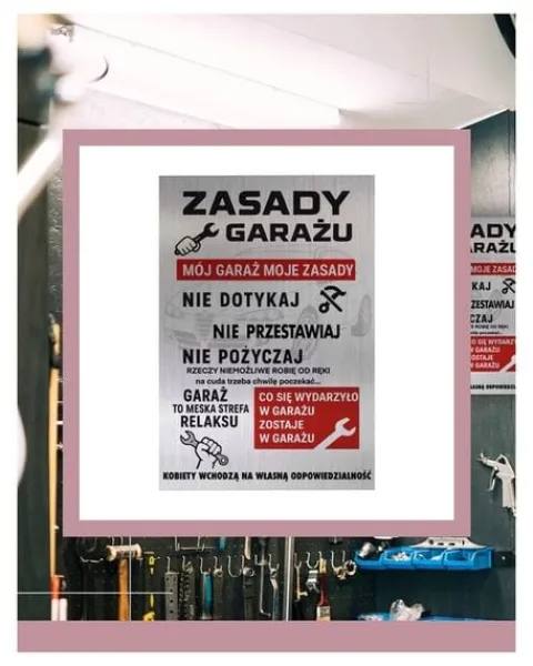 TABLICZKA ZASADY GARAŻU ALUMINIOWA ROZMIAR 30x20cm TRWAŁA