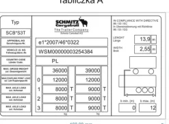 Tabliczka znamionowa, odtworzenie tabliczki SCHMITZ Cargobull srebrna