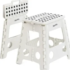 Taboret stołek składany antypoślizgowy krzesło podest 150kg 39cm biały