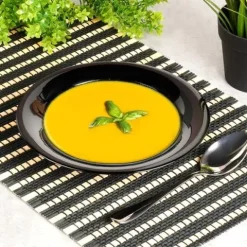Talerze obiadowe głębokie szklane czarne 21,5 cm, 400 ml 6 szt.