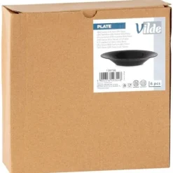 Talerze obiadowe głębokie szklane czarne 21,5 cm, 400 ml 6 szt.