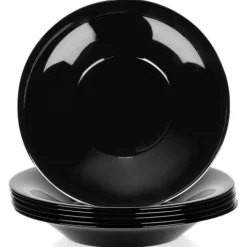 Talerze obiadowe głębokie szklane czarne 21,5 cm, 400 ml 6 szt.
