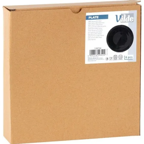 Talerze obiadowe płytkie szklane czarne 25,5 cm 6 szt.