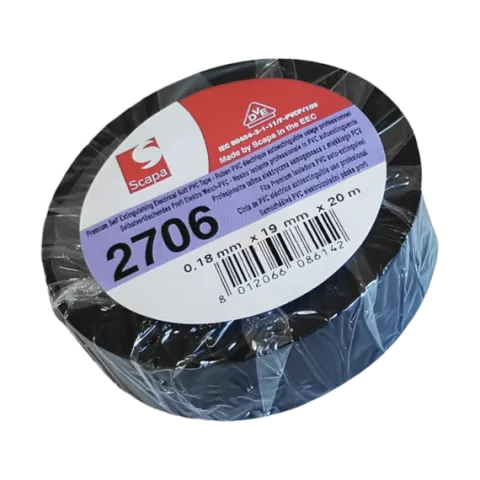 TAŚMA IZOLACJA PCV 2706 19mm/20m CZARNA, MROZOODPORNA -18*C, VDE, SCAPA