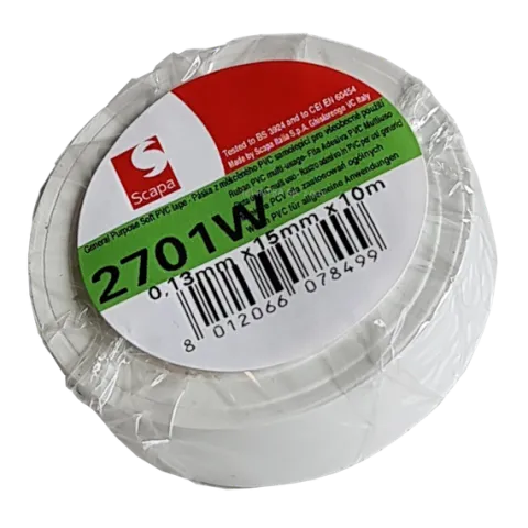 TAŚMA IZOLACJA PCV 2701W 15mm/10m BIAŁA, KLEJ AKRYLOWY, SCAPA