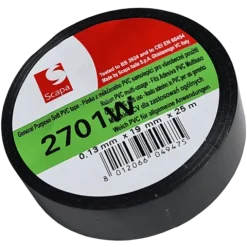 TAŚMA IZOLACJA PCV 2701W 19mm/25m CZARNA, KLEJ AKRYLOWY, SCAPA