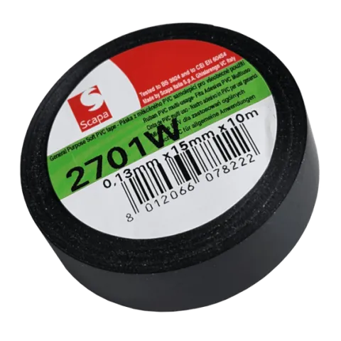 TAŚMA IZOLACJA PCV 2701W 15mm/10m CZARNA, KLEJ AKRYLOWY, SCAPA