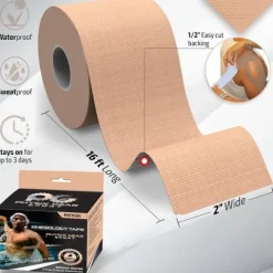 Taśma Kinezjologiczna Sportowa Wodoodporna Cielista 5m x 5cm Tejp na Stawy