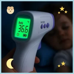 TERMOMETR BEZDOTYKOWY NA PODCZERWIEŃ LCD ELEKTRONICZNY CYFROWY DOKŁADNY AAA