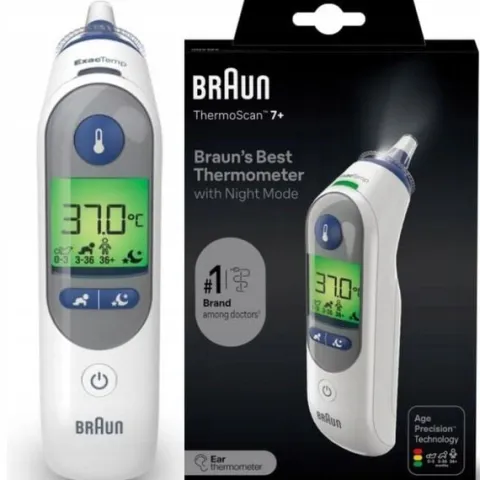 TERMOMETR DO UCHA DOUSZNY BRAUN THERMOSCAN 7+ IRT6525 TRYB NOCNY CICHY