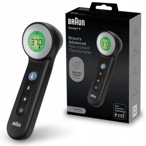 TERMOMETR ELEKTRONICZNY BEZDOTYKOWY MEDYCZNY PODCZERWIEŃ BRAUN BNT400 BLACK