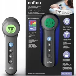 TERMOMETR ELEKTRONICZNY BEZDOTYKOWY MEDYCZNY PODCZERWIEŃ BRAUN BNT400 BLACK