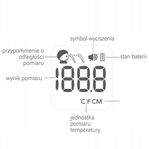 TERMOMETR MEDYCZNY BEZ DOTYKU Z BATERIAMI DO POMIARU TEMPERATURY CIAŁA