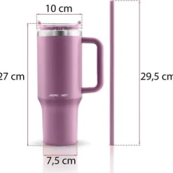 Termos próżniowy kubek ze słomką 1180 ml Berdsen różowy