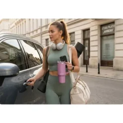 Termos próżniowy kubek ze słomką 1180 ml Berdsen różowy