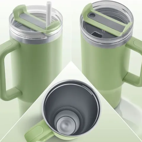 Termos próżniowy kubek ze słomką 1180 ml Berdsen zielony