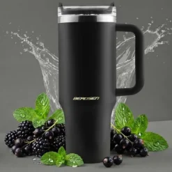 Termos próżniowy kubek ze słomką 1180 ml Berdsen czarny