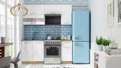 Tiffany Zestaw szafek 180 cm Biały połysk MDF z blatem szybko