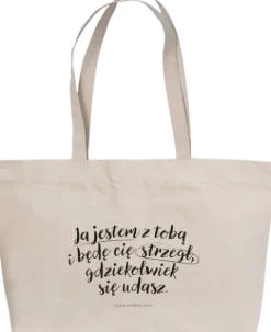 Torba bawełniana eco DUŻA z wersetem Ja jestem z tobą z tobą i będę cię strzegł, gdziekolwiek się udasz