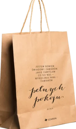 Torba prezentowa z napisem Jestem bowiem świadomy ...