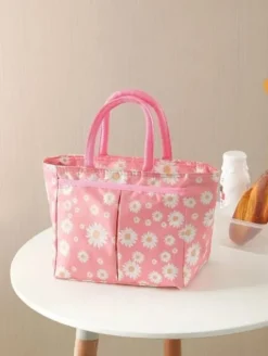 Torba Termiczna Izolacyjna Na Drugie Śniadanie Lunch Stokrotka Różowa