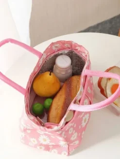 Torba Termiczna Izolacyjna Na Drugie Śniadanie Lunch Stokrotka Różowa