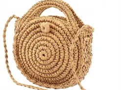 Torebka słomiana boho koszyk na ramie kuferek eko T2_Ciemny