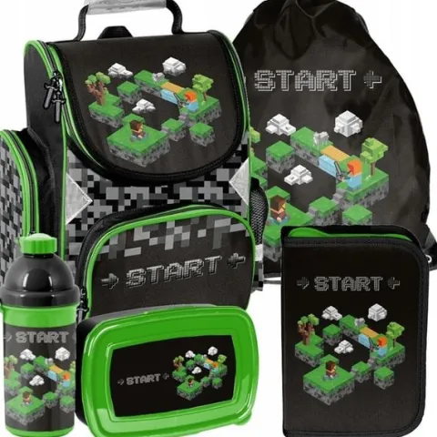 TORNISTER SZKOLNY PASO MINECRAFT start plecak- ZESTAW 5 el.!! klasa 1-3