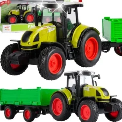 Traktor Rolniczy Farmera Z Przyczepą Interaktywny Światło Dźwięk
