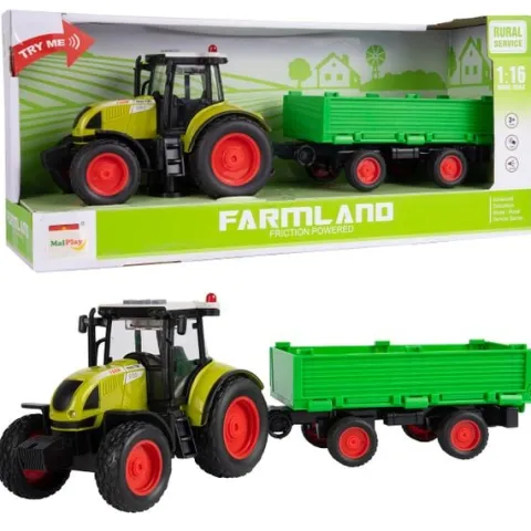 Traktor Rolniczy Farmera Z Przyczepą Interaktywny Światło Dźwięk