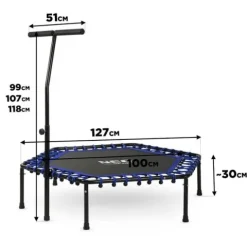 Trampolina fitness z uchwytem 127 cm Neo-Sport - sześciokątna niebieska