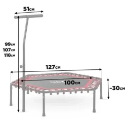 Trampolina fitness z uchwytem 127 cm Neo-Sport - sześciokątna czerwona