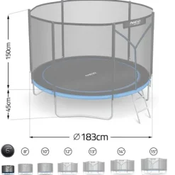Trampolina ogrodowa 6ft/183cm z siatką zewnętrzną i drabinką Neo-Sport