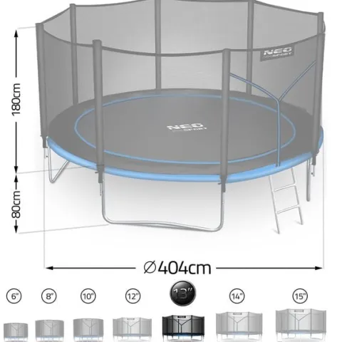 Trampolina ogrodowa 13ft/404cm z siatką zewnętrzną i drabinką Neo-Sport