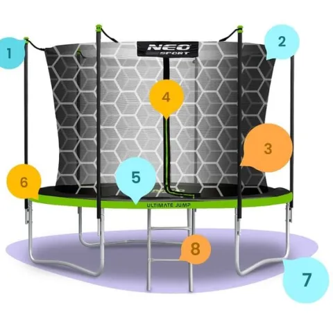 Trampolina ogrodowa 8ft/252cm z siatką wewnętrzną i drabinką Neo-Sport
