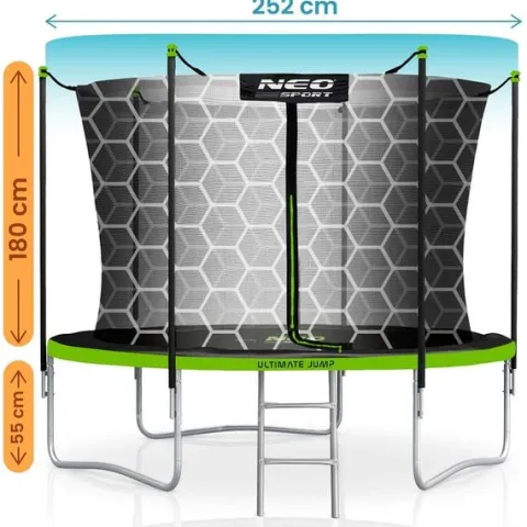 Trampolina ogrodowa 8ft/252cm z siatką wewnętrzną i drabinką Neo-Sport