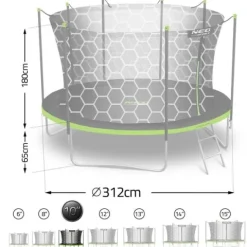 Trampolina ogrodowa 10ft/312cm z siatką wewnętrzną i drabinką Neo-Sport